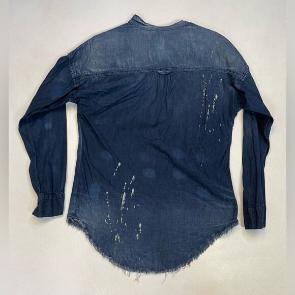 NSF Sky Top In Ash Harlan Denim Jean Shirt Women XS Blue Long Sleeve - Picture 5 of 7